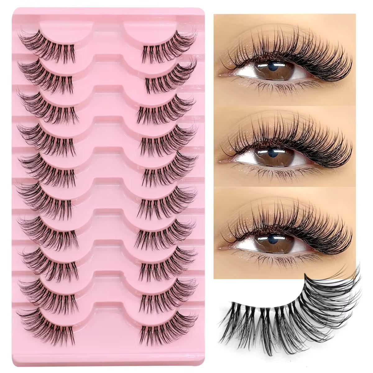 Cat Eye Lashes Faux Mink Eyelashes Natural Long Manga Lashes Winged End Eye Elongated Eyelashes Fake Lashes Makeup
