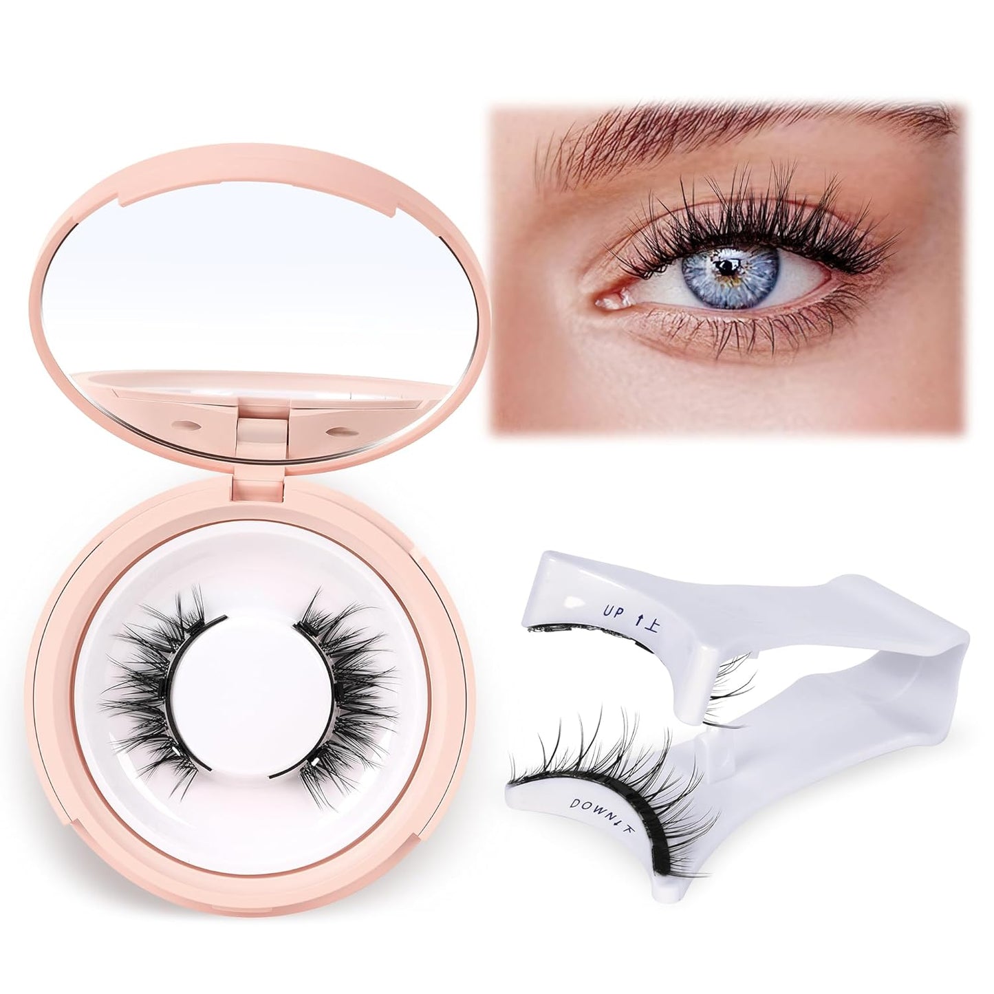 Magnetic Eyelashes Fluffy Lashes Magnetic False Eyelashes with Applicator No Glue Needed Strip Lashes Cat Eye Wispy Eyelashes Durable 1 Pair Magnetic Lashes Easy to Wear and Remove