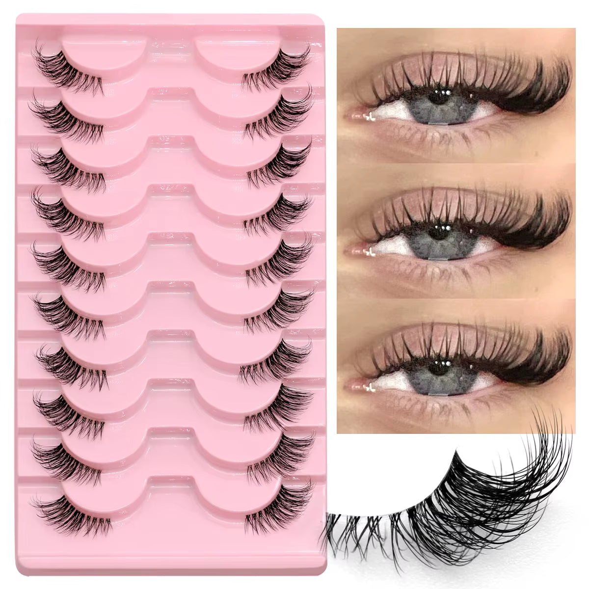 Cat Eye Lashes Faux Mink Eyelashes Natural Long Manga Lashes Winged End Eye Elongated Eyelashes Fake Lashes Makeup