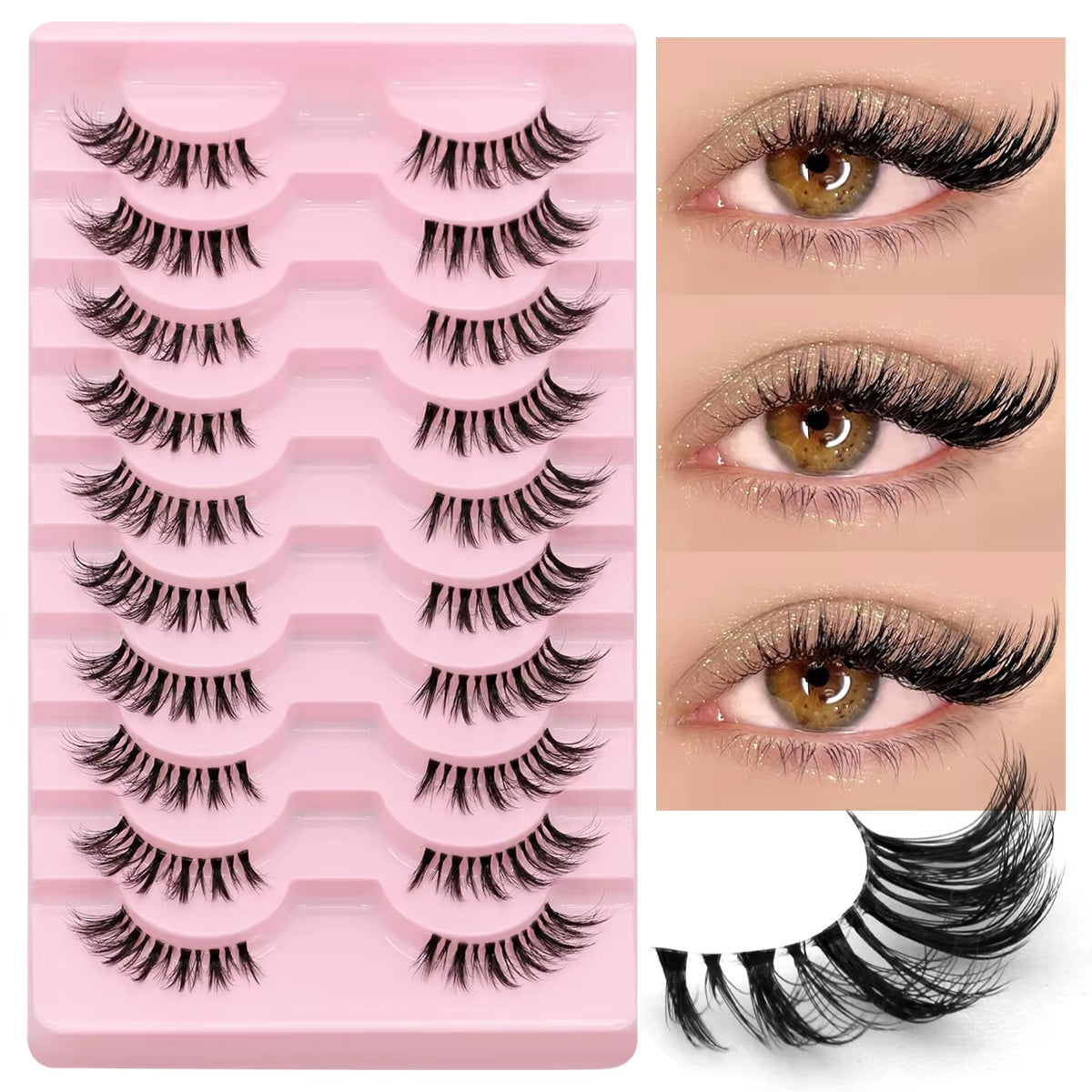 Cat Eye Lashes Faux Mink Eyelashes Natural Long Manga Lashes Winged End Eye Elongated Eyelashes Fake Lashes Makeup