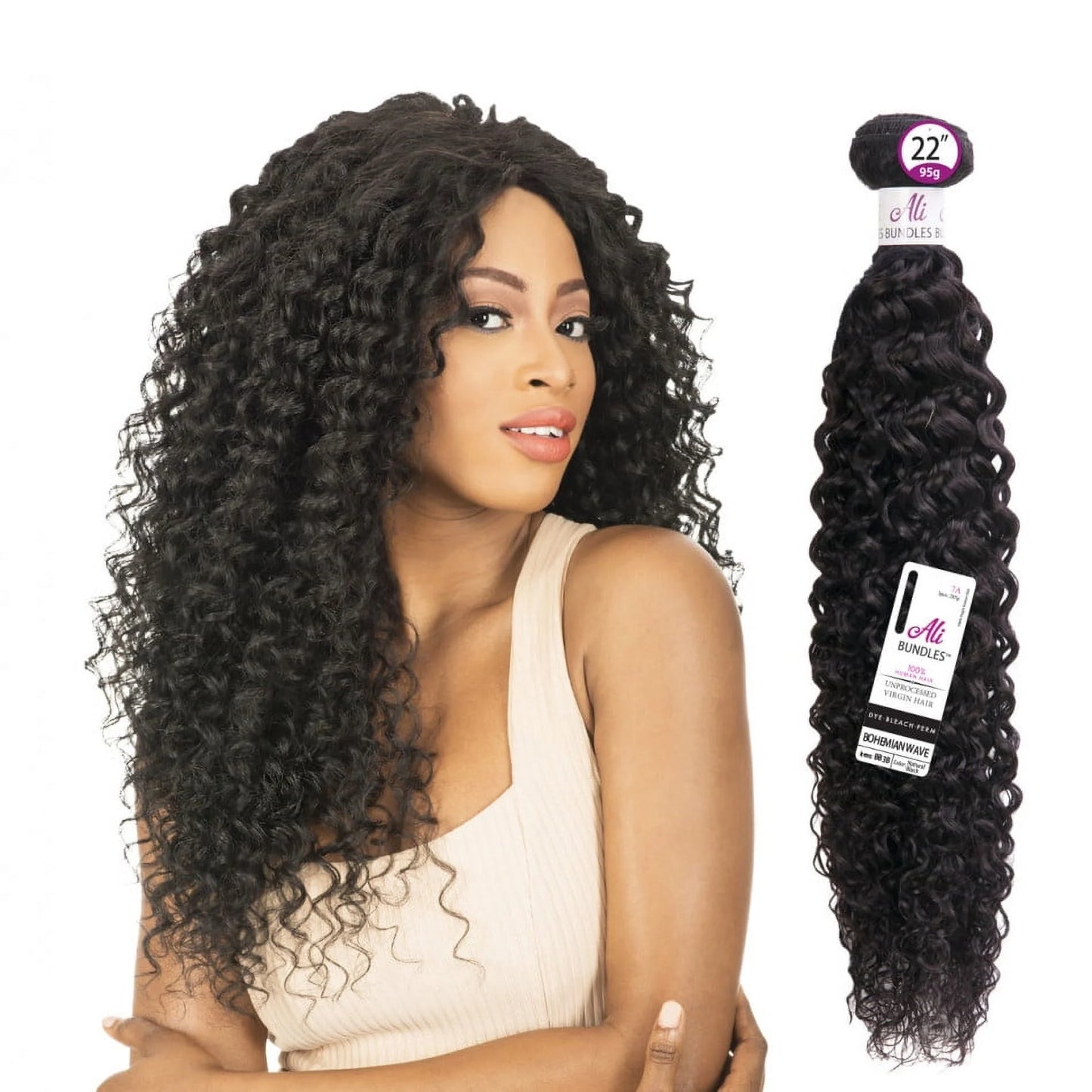 Ali 7A Single Bundle 100% Remi Human Hair Extension Bohemian Wave 12" Unprocessed Virgin Remy (Natural Black)