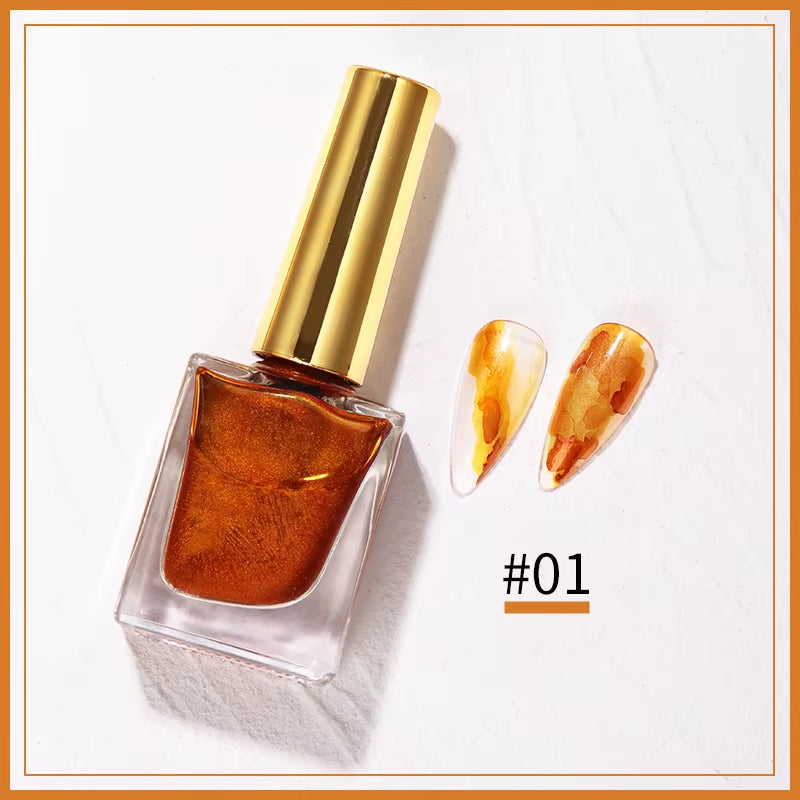 Metal Watercolor Blooming Nail Polish Ink Nails Art Design Natural Dry Gradient Ink Marble Painting Gel Nail Varnish Decoration