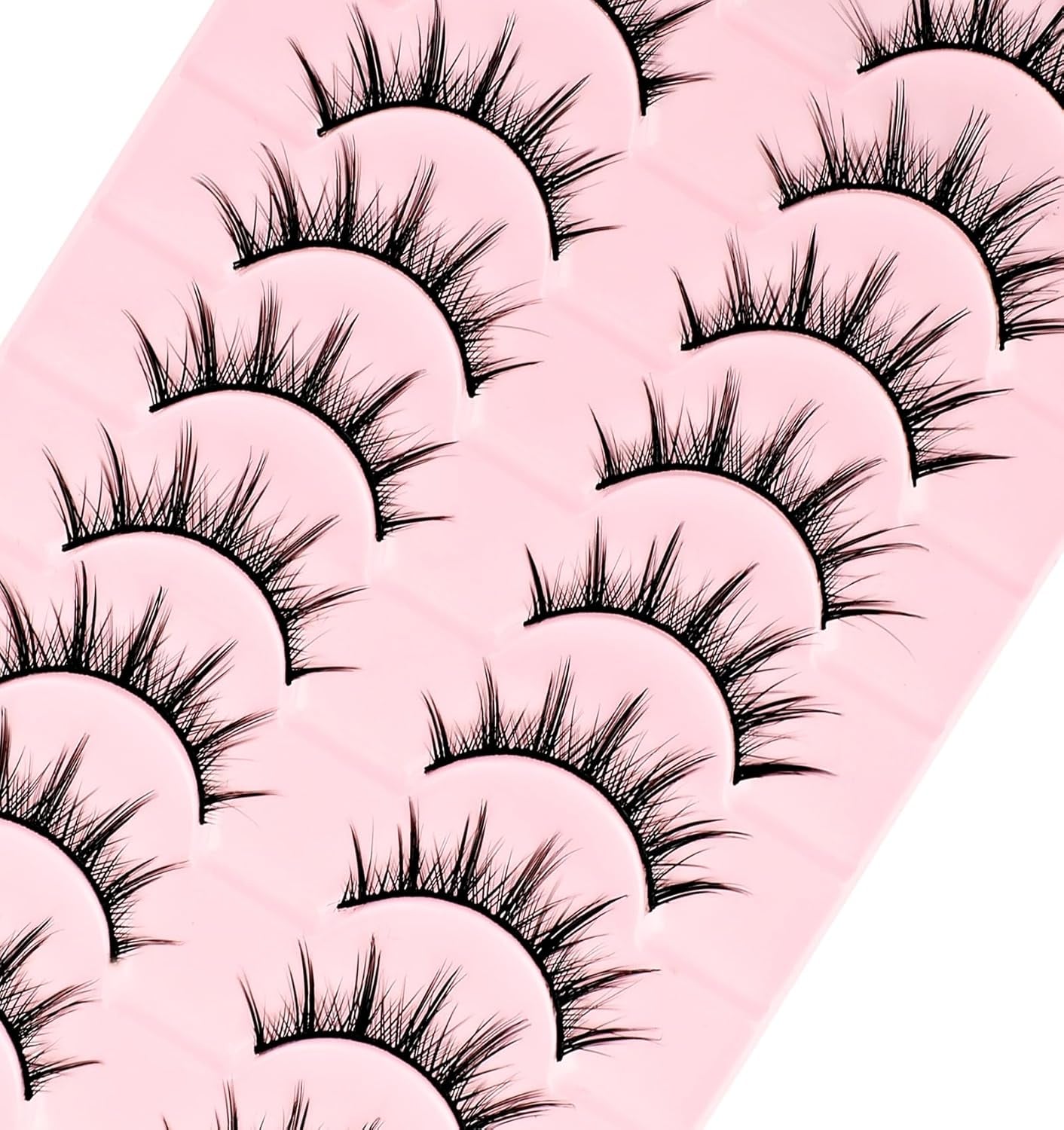 Manhua Lashes, 10 Pairs Natural Anime-Inspired - Faux Mink, Wispy Style for a Korean Japanese Manga Look