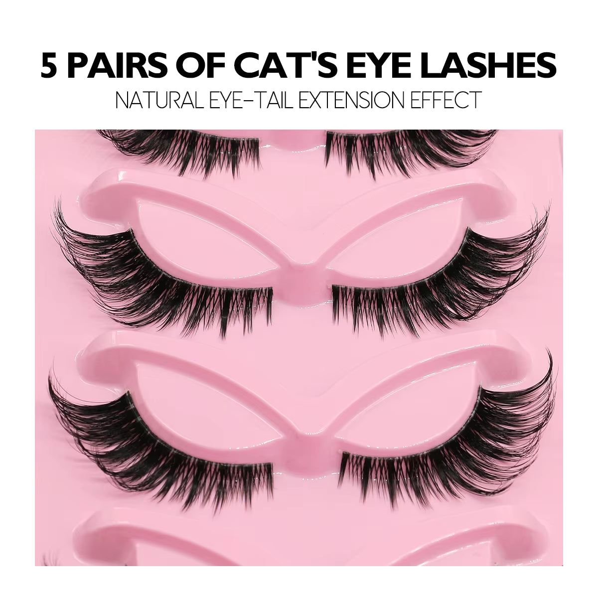 Cat Eye Lashes Faux Mink Eyelashes Natural Long Manga Lashes Winged End Eye Elongated Eyelashes Fake Lashes Makeup