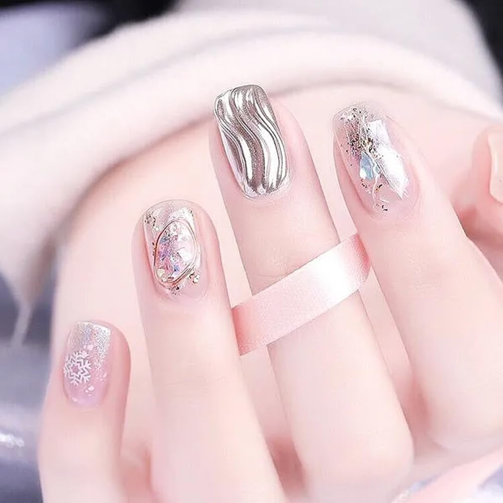 Metallic Painting Nail Gel,Silver & Gold Painted Gel Nail Polish,Mirror Nail Gel Polish 3D Metal Painting Gel for Nails,Chrome Nail Polish Super Glossy Soak off UV/LED DIY Nail Gel Kit (2PCS)