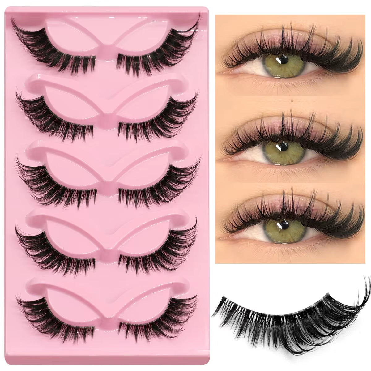 Cat Eye Lashes Faux Mink Eyelashes Natural Long Manga Lashes Winged End Eye Elongated Eyelashes Fake Lashes Makeup