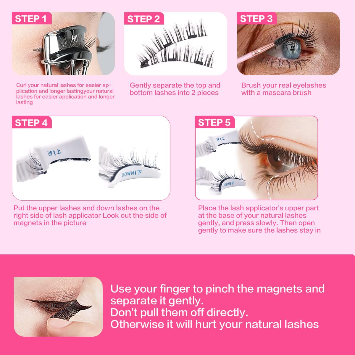 2 Pairs Magnetic Eyelashes Natural Magnetic Lashes Asian Lashes False Eyelashes Lashes for Beginners Natural Look No Glue or Liner Needed(Pgy)