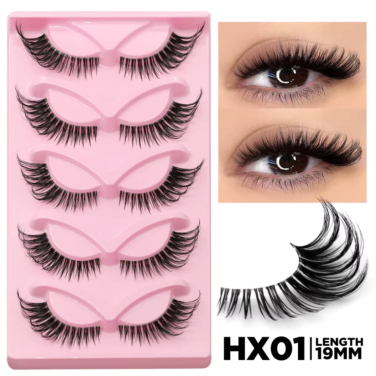 Cat Eye Lashes Faux Mink Eyelashes Natural Long Manga Lashes Winged End Eye Elongated Eyelashes Fake Lashes Makeup