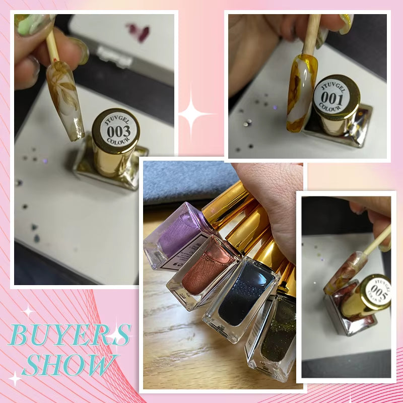 Metal Watercolor Blooming Nail Polish Ink Nails Art Design Natural Dry Gradient Ink Marble Painting Gel Nail Varnish Decoration