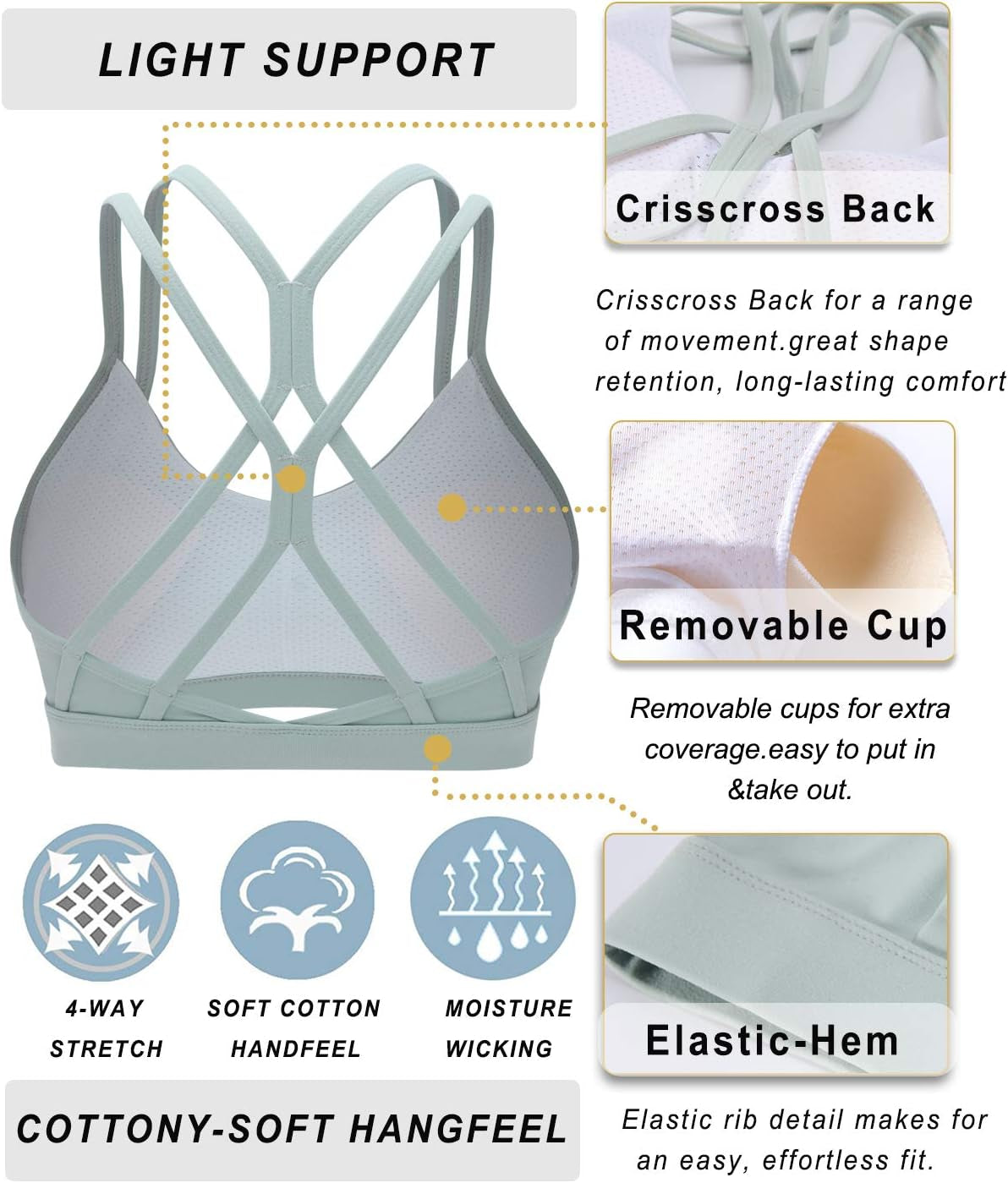 Sports Bra for Women High Support, Molded Cup High Impact Sports Bras for Women Large Bust