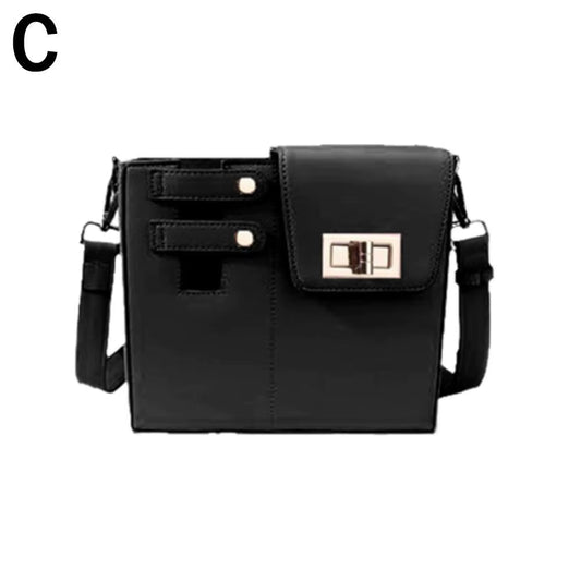 Outdoor Portable Crossbody Water Cup Storage Bag Water Bottle Carrier with Adjustable Strap Leather Carrier Bag Storage Pocket