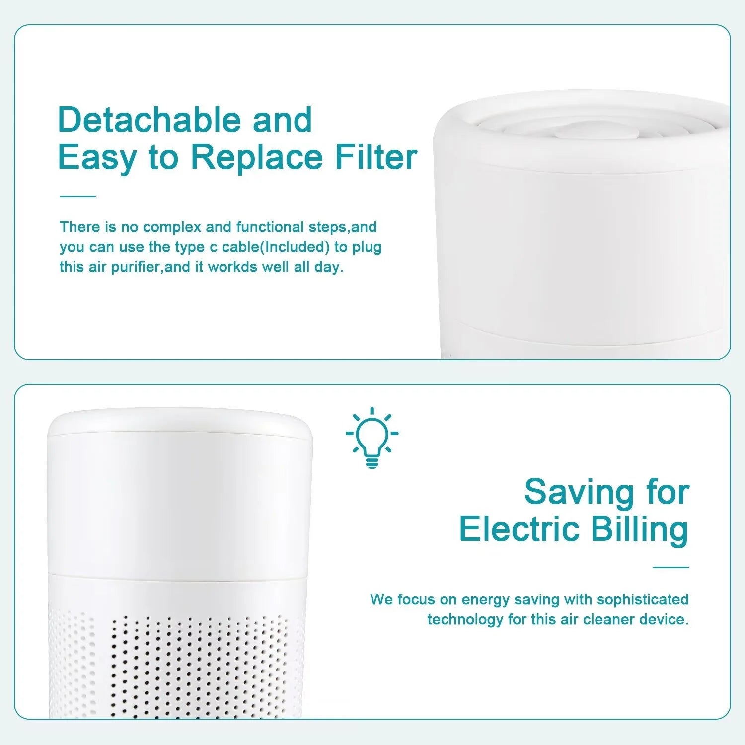 Air Purifiers for Allergies and Asthma, AILKIN Air Purifier for Bedroom Mini Air Purifier for Home,Pets,Office,Small Room,Portable Desktop Air Purifier for Smoke