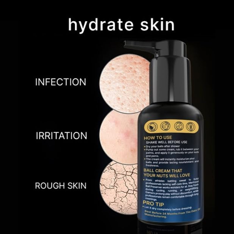 Ball Cream for Men -  the Ball Cream Ball Deodorant & Moisturizer - anti Chafing Cream for Men with Aloe Vera Extract - Groin Antiperspirant & Deodorant - No Burns & Irritation - 100Ml