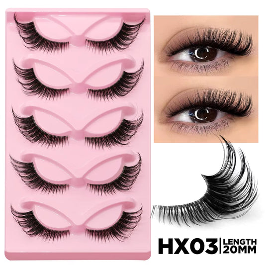Cat Eye Lashes Faux Mink Eyelashes Natural Long Manga Lashes Winged End Eye Elongated Eyelashes Fake Lashes Makeup
