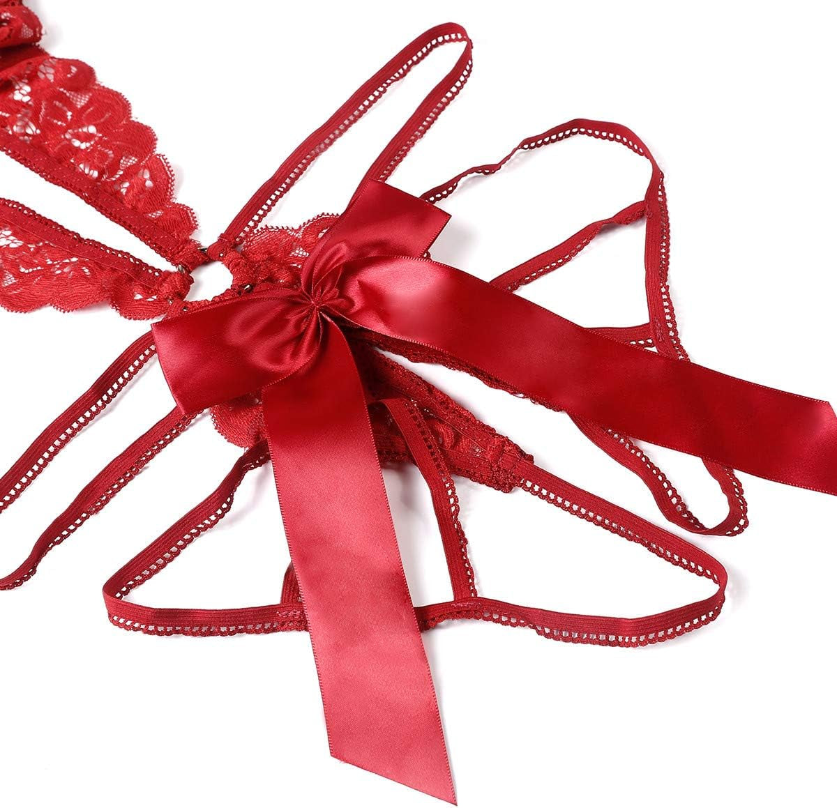 Women'S Deep V Lace Teddy One Piece Lingerie Cutout Strappy Lingerie