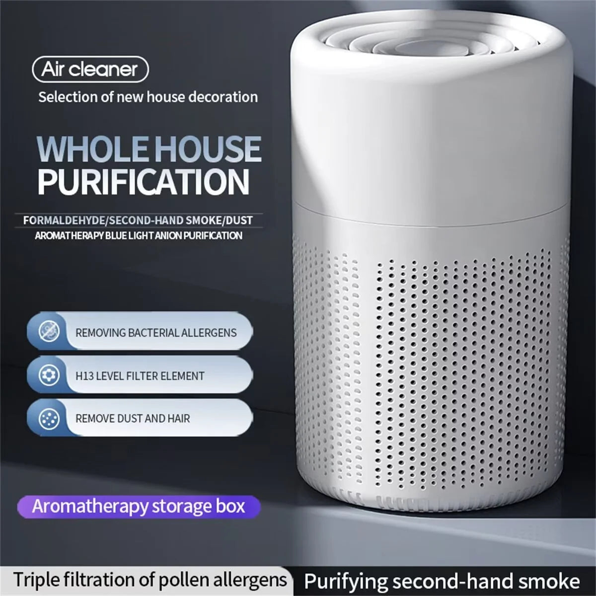 Air Purifiers for Allergies and Asthma, AILKIN Air Purifier for Bedroom Mini Air Purifier for Home,Pets,Office,Small Room,Portable Desktop Air Purifier for Smoke